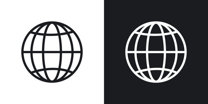 Globe icon flat outline in black