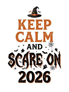 Keep Calm And Scare On 2026 Witch Hat Spooky Halloween Quote Design