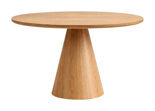 PNG Modern wooden round dining table with pedestal base isolated on white