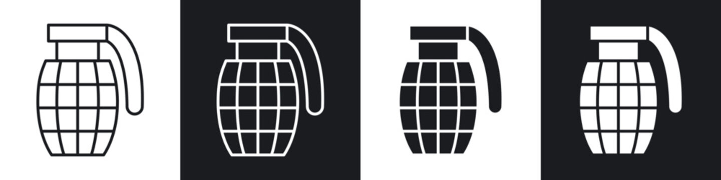 Hand grenade icon flat outline in black