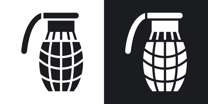 Hand grenade icon flat outline in black