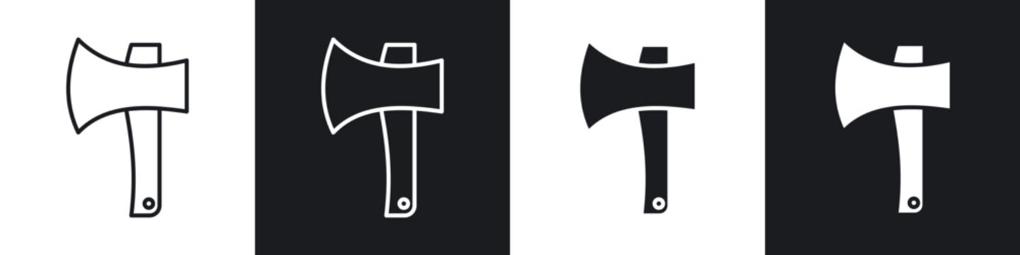 Hatchet icon flat outline in black