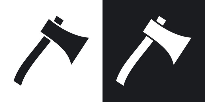 Hatchet icon flat outline in black
