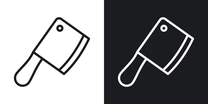 Hatchet icon flat outline in black