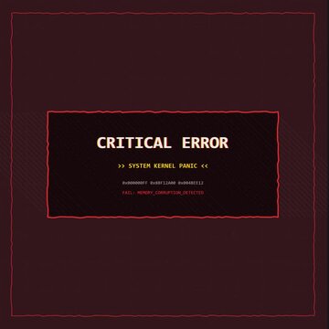 Digital System Overload Error Animation and Critical Kernel Panic Message