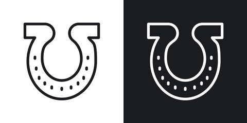 Fototapeta premium Horseshoe icon flat outline in black