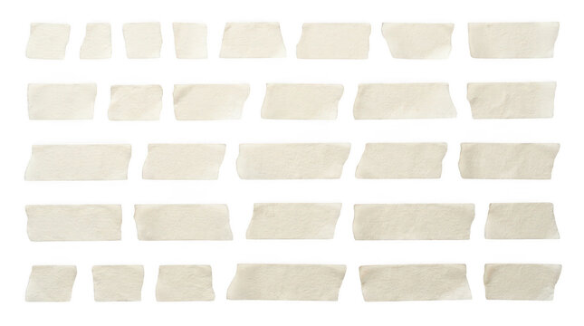 Set of various pieces of masking tape isolated on transparent background