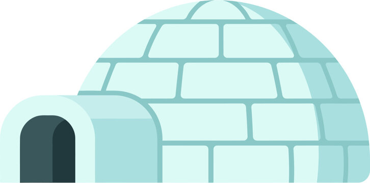 Minimalist flat vector illustration of a light blue snow igloo