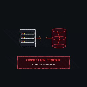 Database Connection Error Animation with Server and Data Storage Icons