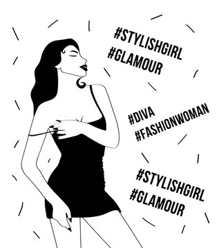 An illustration of a stylish woman on a white background.