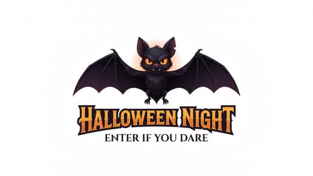 Cute cartoon bat flying with wings spread isolated on white background for Halloween design