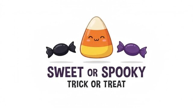 Cute candy corn character with a happy face isolated on a white background