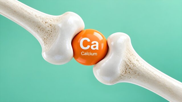 Depiction of calcium as a critical nutrient for bone strength and robust joint support, emphasizing its essential role in skeletal health and overall body function