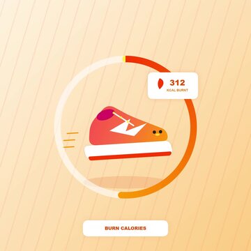 Animated Fitness Tracker Concept with Running Shoe Character and Calorie Progress