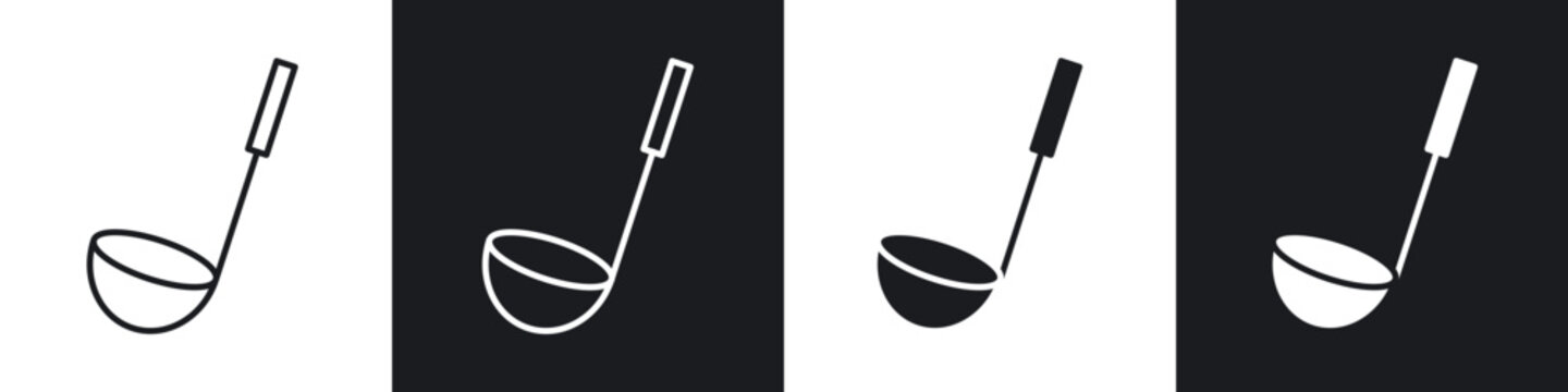 Ladle icon flat outline in black
