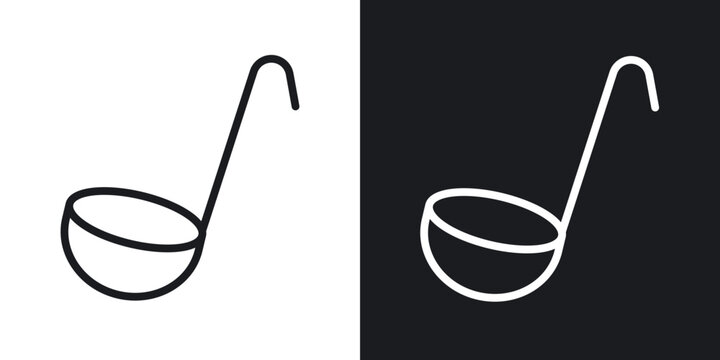 Ladle icon flat outline in black