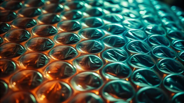 Seamless bubble wrap texture featuring translucent vibrant bubbles, ideal for packaging design, playful product marketing, and modern industrial branding projects across many creative applications.
