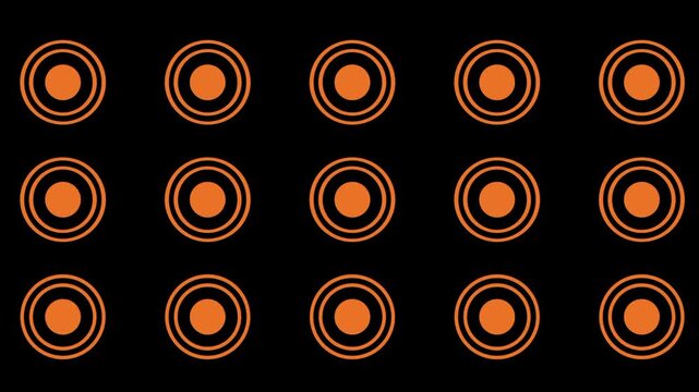 A grid of orange concentric circle target icons repeats evenly across a black background suggesting multiple signal points or radar markers today
