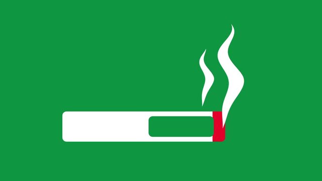 A solid green background displays a white cigarette icon with rising smoke lines clearly representing a smoking permitted area indicator sign today