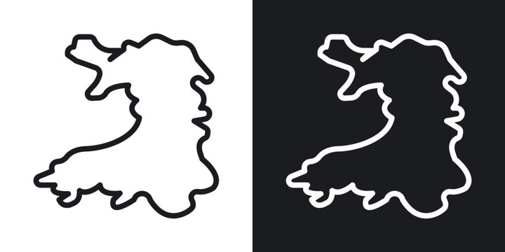 Map of England icon flat outline in black