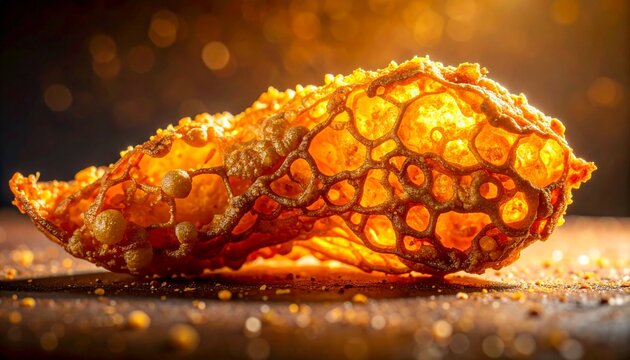 Crispy Pan con Chicharron Pork Skin Texture Macro Shot