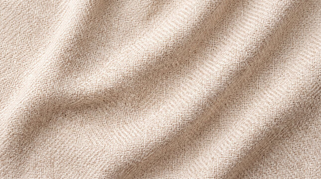 Sophisticated textured beige fabric background with soft folds and woven pattern