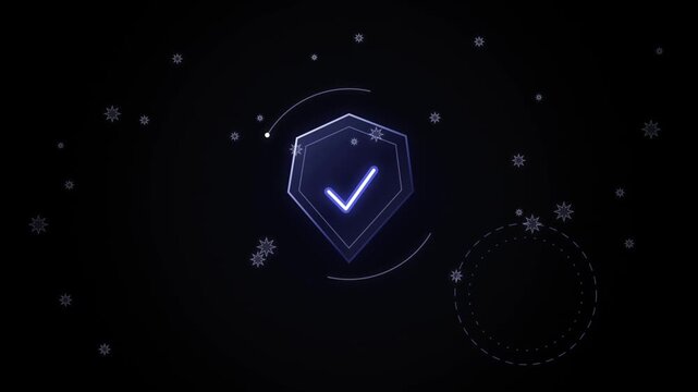 Digital security shields with background surrounded floating on transparent background