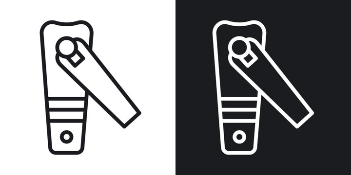 Nail clippers icon flat outline in black