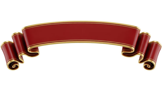 Decorative red ribbon banner with gold edges for festive celebration and invitation