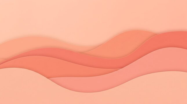 Abstract paper cut background with wavy layers in soft peach and coral pink colors for modern creative design