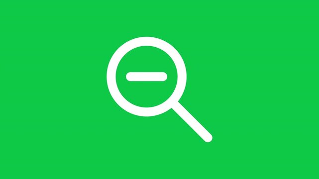 Digital Magnifying Glass With Minus Sign Zoom Out Animation On Green Screen