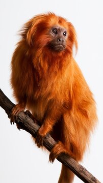 Golden Lion Tamarin Perched on Branch