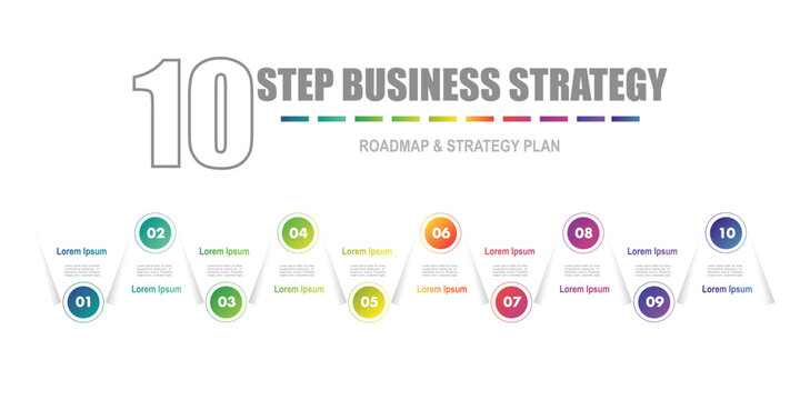 infographic elements template, business concept with 10 steps, triangle shapes design with multi gradient color label for workflow layout, diagram, annual report, vector