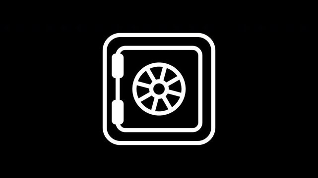 Financial Safe Vault Security Lock Banking Icon on Black