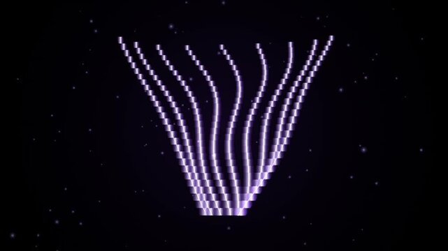 Abstract glowing light particle waves moving in v shape formation on transparent background