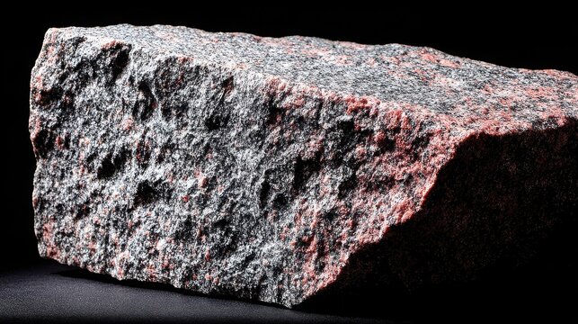 Detailed Close-up of Rough Textured Granite Rock with Speckles of Red Minerals