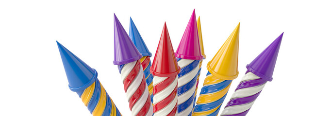 Fototapeta premium decorative firework rockets positioned in a radial, 
