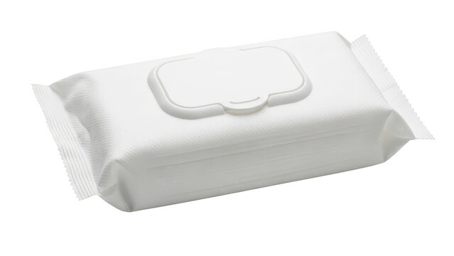A single white pack of wet wipes for cleaning and personal hygiene