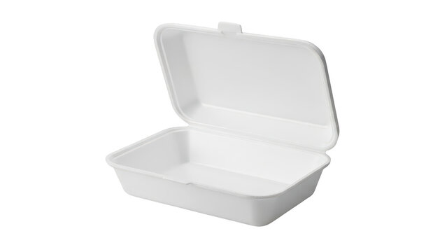 Empty white styrofoam food container box open for take away lunch and dinner meals