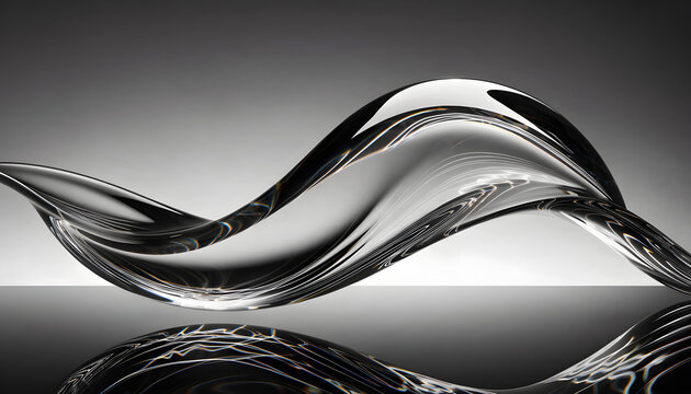 Abstract smooth silver wave shape with reflection