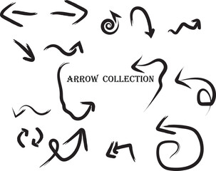 Fototapeta premium Hand drawn black ink arrow collection set