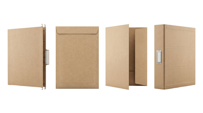 Set of kraft paper document folders and binder