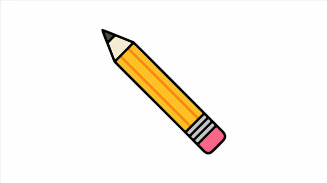 Pencil Icon Centered Diagonally Vector Icon - Flat Design Symbol Featuring centered, diagonally, write, edit, draw for Web, App, UI and Business Presentation, Editable Stroke Illustration on White...