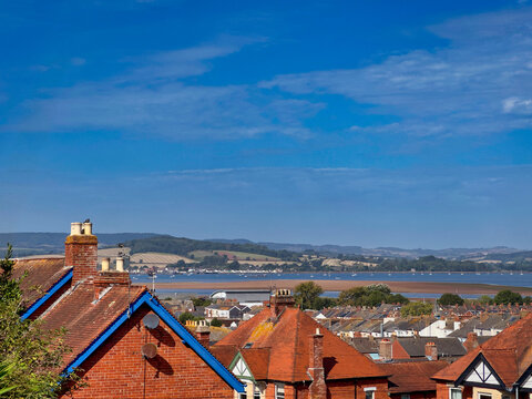Scenic View of Exmouth Rooftops Overlooking the Exe Estuary, Devon, UK