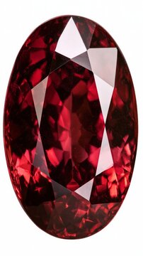 Brilliant Red Faceted Gemstone on White Background