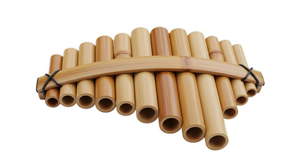 Traditional wooden bamboo pan flute musical instrument isolated on a white background © Graphics River