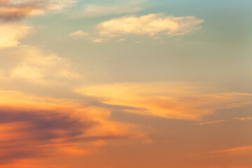 Fototapeta premium Beautiful skyscape with colorful clouds at sunset. Natural evening background