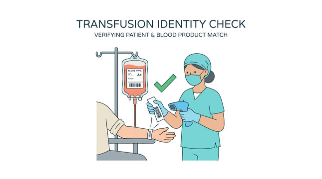 Nurse Verifying Blood Transfusion Patient Identification with Scanner