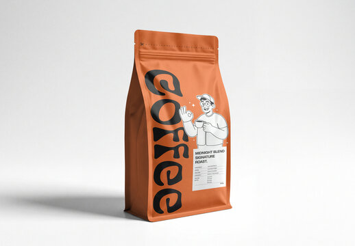 Orange Coffee Pouch Mockup