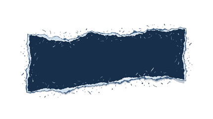 Fototapeta premium Torn paper banner vector graphic with dark navy blue ripped edges and distressed texture border